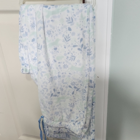 Floral Button-Up Pajama Top with Blue Trim - Picture 2 of 3